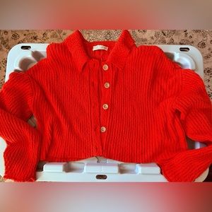 Red Button-Up Women's Sweater
